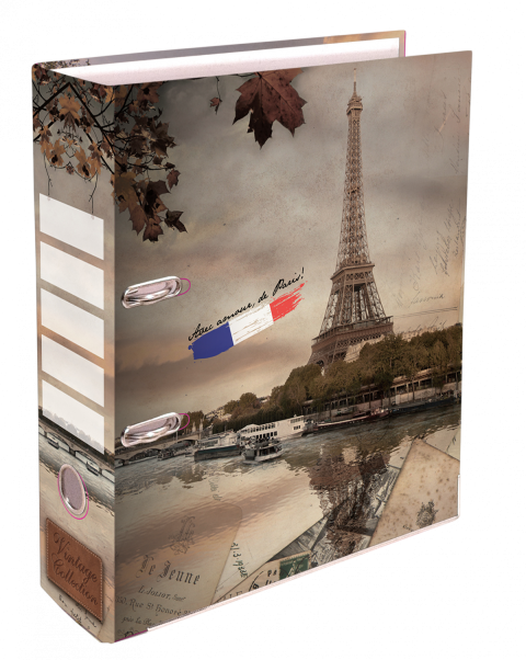 Biblioraft, VINTAGE A4 80mm colturi metalice Paris