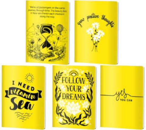 Caiet Dictando, A5, Pigna , coperta plastic, 48file, 70 gr, MIX GALBEN